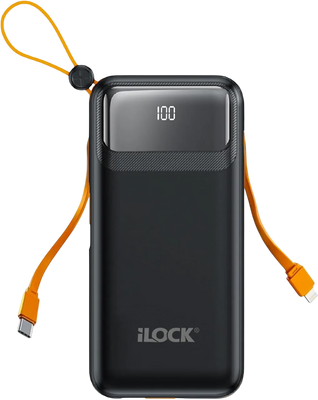 iLOCK Power Bank 10000mAh 4-Port Fast Charge LED Display - Black