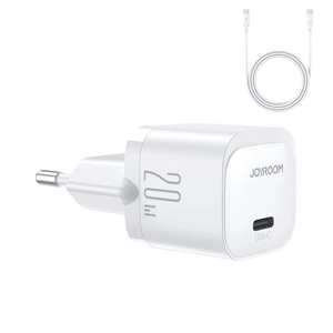 Joyroom JR-TCF02 PD Mini EU Charger 20W with USB-C Cable - White -  for sale in Egypt from Games2Egypt