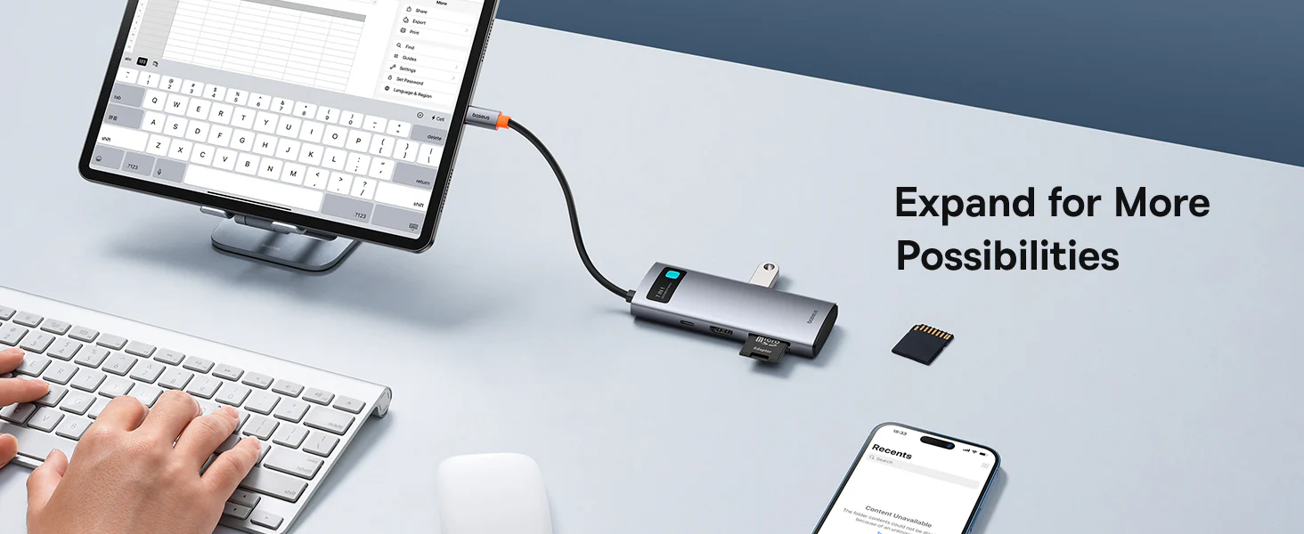 Baseus Metal Gleam 7-Port USB-C Hub HDMI 4K@60 - Space Grey  for sale in Egypt from Games2Egypt