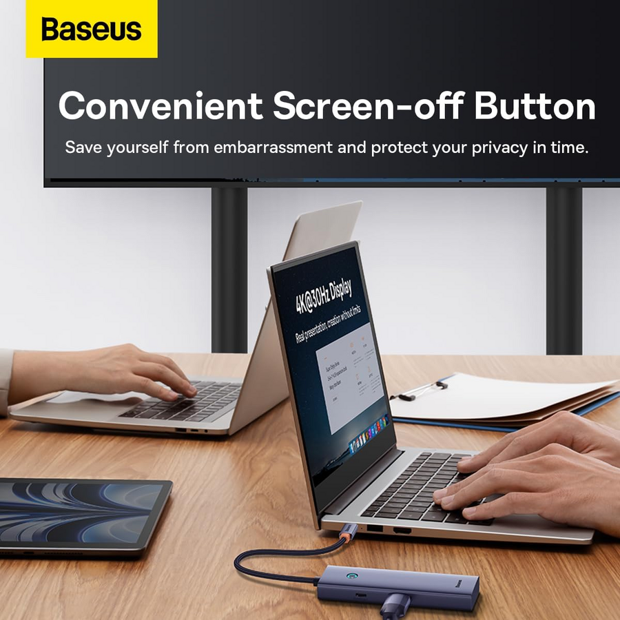 بيزوس Baseus ألترا جوي محوّل USB-C ‏5 منافذ — رمادي – صورة 4