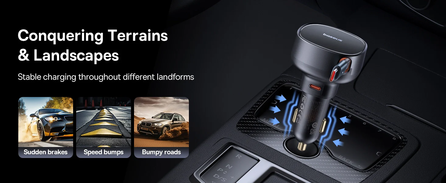 Baseus Enjoyment Pro 60W Car Charger + Retractable USB-C - Black  for sale in Egypt from Games2Egypt