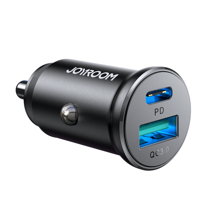 JOYROOM JR-CCN05 A+C mini Metal Car Charger 30W - Black   for sale in Egypt from Games2Egypt