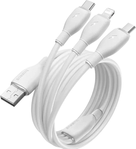 Baseus Ultra-Fast USB-A Cable 3-in-1 3.5A - 1.3M - Moon White  for sale in Egypt from Games2Egypt