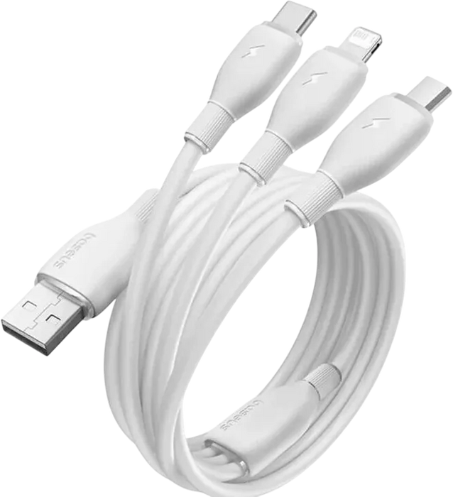 Baseus Ultra-Fast USB-A Cable 3-in-1 3.5A - 1.3M - Moon White  for sale in Egypt from Games2Egypt