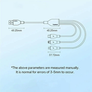 Baseus Ultra-Fast USB-A Cable 3-in-1 3.5A - 1.3M - Moon White  for sale in Egypt from Games2Egypt