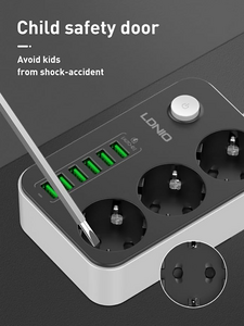 LDNIO SE3631 Power Strip 3 Power Sockets and 6 USB Ports - Black  for sale in Egypt from Games2Egypt