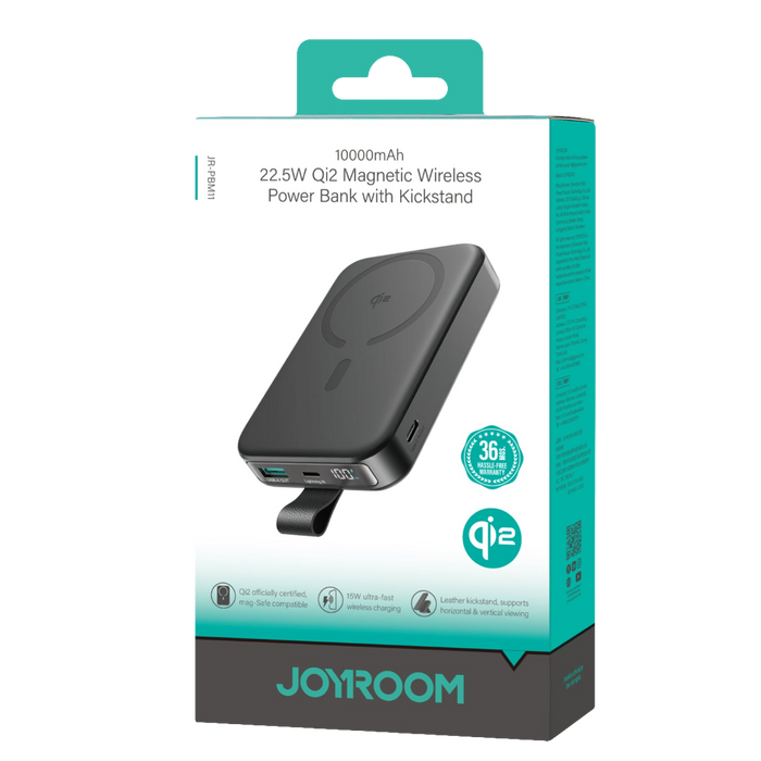 JOYROOM JR-PBM11 Qi2 22.5W Magnetic Power Bank 10000mAh - Black  for sale in Egypt from Games2Egypt