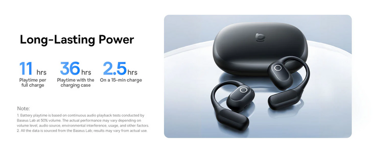Baseus Eli 2i Fit Open-Ear TWS True Wireless Earbuds - Black  for sale in Egypt from Games2Egypt