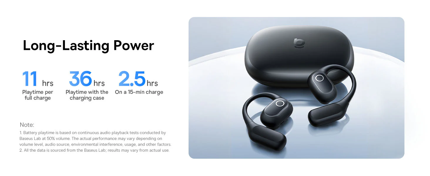 Baseus Eli 2i Fit Open-Ear TWS True Wireless Earbuds - Black  for sale in Egypt from Games2Egypt