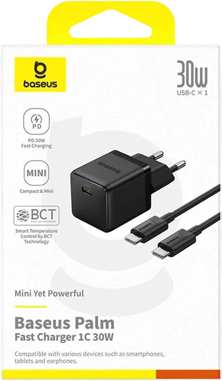 Baseus Palm Fast Charger 1C 30W EU + 1M USB-C Cable - Black – image 4