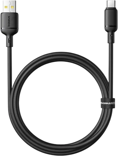 Baseus Silky USB-A to USB-C Cable 3A - 1M - Black  for sale in Egypt from Games2Egypt