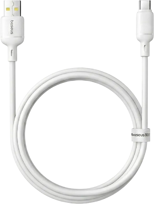 Baseus Silky USB-A to USB-C Cable 3A - 1M - White  for sale in Egypt from Games2Egypt