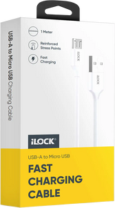 iLOCK Fast Charging & Data USB-A to Micro USB Cable - 1M - White  for sale in Egypt from Games2Egypt