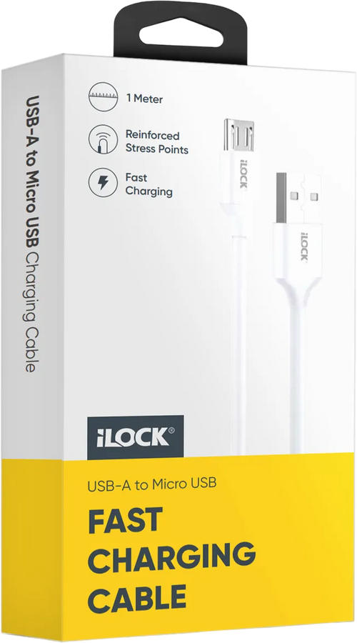 iLOCK Fast Charging & Data USB-A to Micro USB Cable - 1M - White – image 3