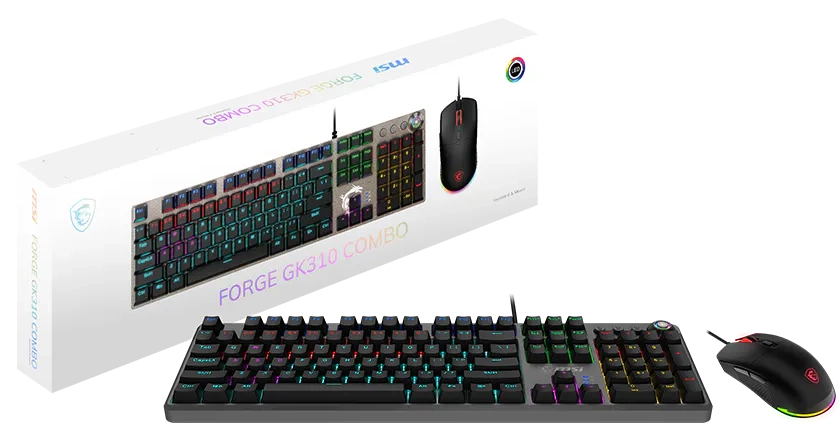 MSI FORGE GK310 Combo Mechanical Wired Gaming Keyboard Red Switch - Black  for sale in Egypt from Games2Egypt