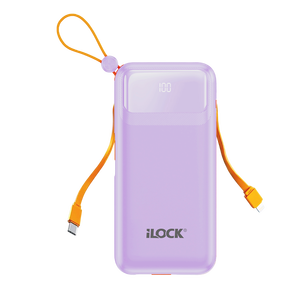 iLOCK Power Bank 10000mAh 4-Port Fast Charge LED Display - Purple -  for sale in Egypt from Games2Egypt