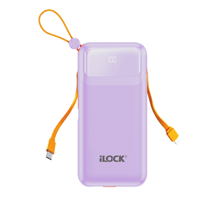 iLOCK Power Bank 10000mAh 4-Port Fast Charge LED Display - Purple