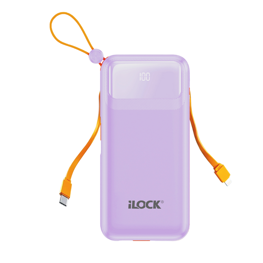 iLOCK Power Bank 10000mAh 4-Port Fast Charge LED Display - Purple
