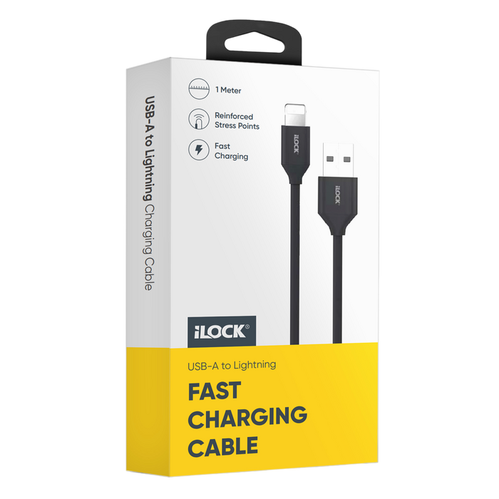 iLOCK Fast Charging & Data USB-A to Lightning Cable - 1M - Black  for sale in Egypt from Games2Egypt