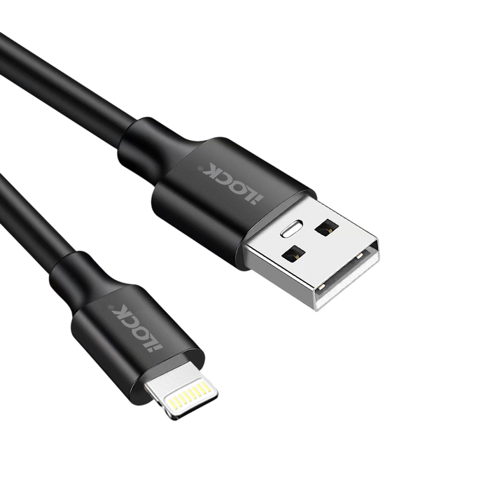 iLOCK Fast Charging & Data USB-A to Lightning Cable - 1M - Black  for sale in Egypt from Games2Egypt