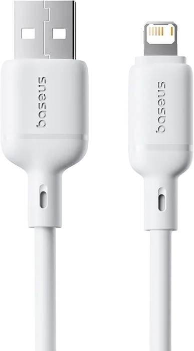 كابل بيسوس سيلكي سيريس USB-A إلى لايتننج 20 واط – 1 متر – أبيض