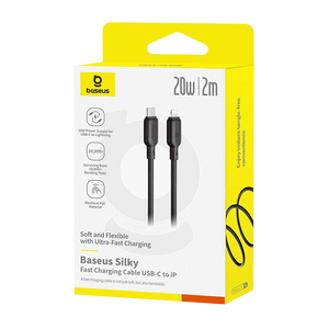 Baseus Silky Series USB-C to Lightning Cable 20W - 2M - Black  for sale in Egypt from Games2Egypt
