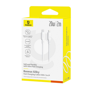 Baseus Silky Series USB-C to Lightning Cable 20W - 2M - White  for sale in Egypt from Games2Egypt