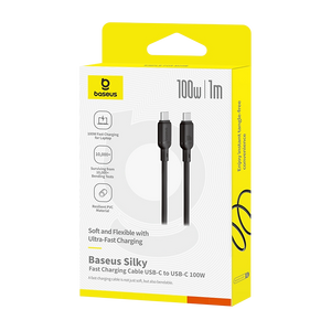 Baseus Silky Series USB-C to USB-C Cable 100W - 1M - Black  for sale in Egypt from Games2Egypt