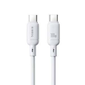 بيسوس سيلكي سيريس كابل USB-C إلى USB-C بقدرة 100 واط – 1 متر - أبيض -  للبيع في مصر من خلال Games2Egypt