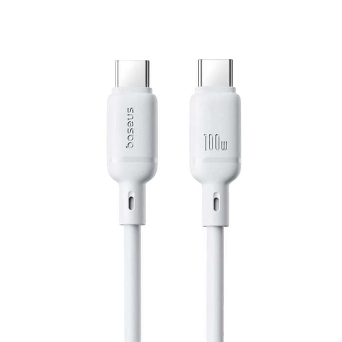 Baseus Silky Series USB-C to USB-C Cable 100W - 1M - White  for sale in Egypt from Games2Egypt