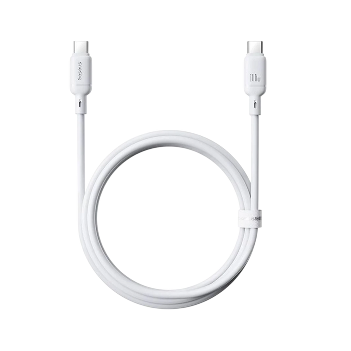 Baseus Silky Series USB-C to USB-C Cable 100W - 1M - White  for sale in Egypt from Games2Egypt