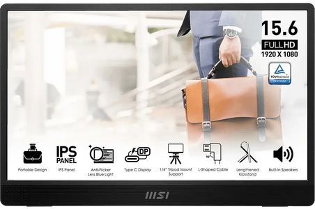 إم إس آي برو MP161 E2 – شاشة محمولة 15.6 بوصة FHD 60Hz IPS