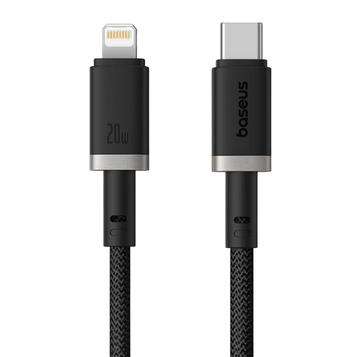 Baseus Dura USB-C to Lightning Cable 20W - 2M - Silver/Black  for sale in Egypt from Games2Egypt