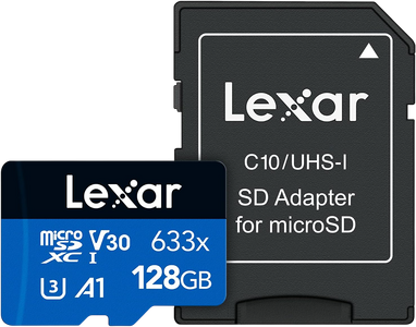 Lexar 633x Micro SD SDHC/SDXC UHS-I Card - 128Gb + SD Adapter