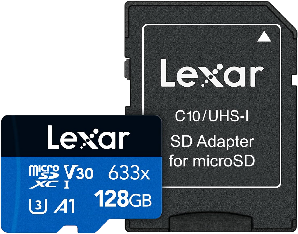 ليكسار 633x بطاقة Micro SD SDXC UHS-I سعة 128 جيجابايت + محول SD