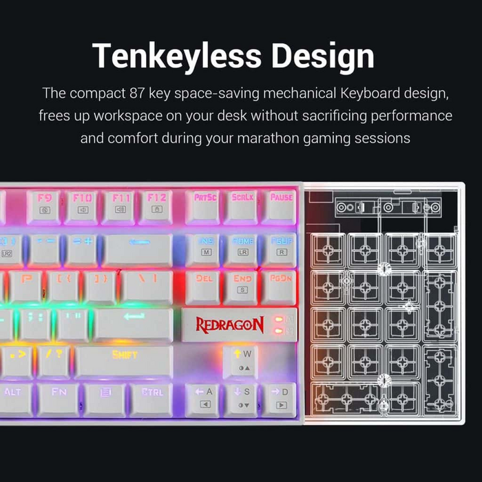 Redragon K552 KUMARA Rainbow Wired Mechanical Gaming Keyboard – Red Switch - White  for sale in Egypt from Games2Egypt