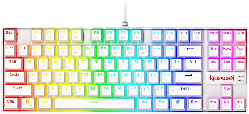 Redragon K552 KUMARA Rainbow Wired Mechanical Gaming Keyboard – Red Switch - White