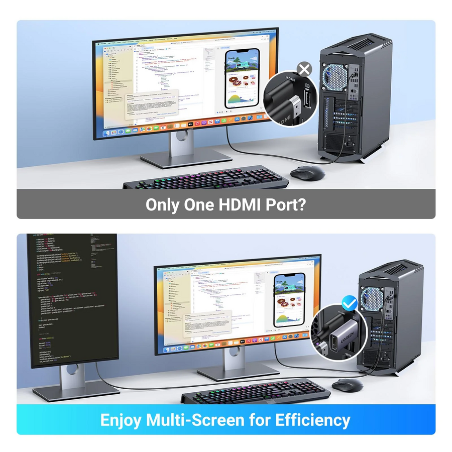 يوجرين DP130 محوّل DisplayPort إلى HDMI بدقة 4K – قطعتان - بدون ملصق – صورة 6