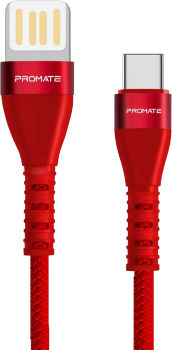 Promate Reversible Cable Zinc Alloy Anti-Break TPE with Braiding Effect - Red - Open Sealed  for sale in Egypt from Games2Egypt