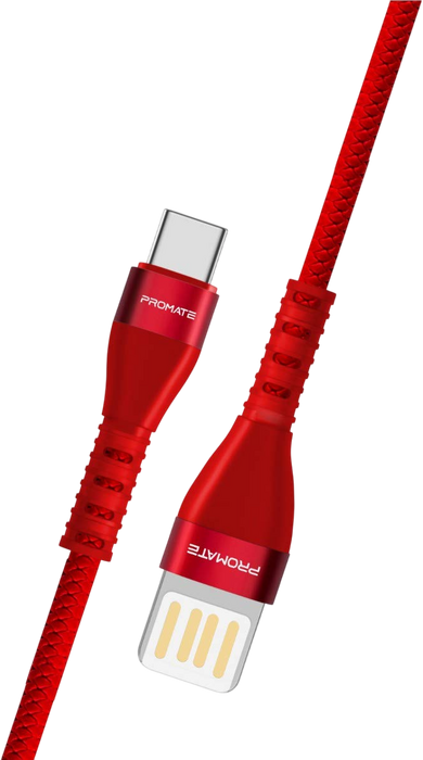 Promate Reversible Cable Zinc Alloy Anti-Break TPE with Braiding Effect - Red - Open Sealed  for sale in Egypt from Games2Egypt