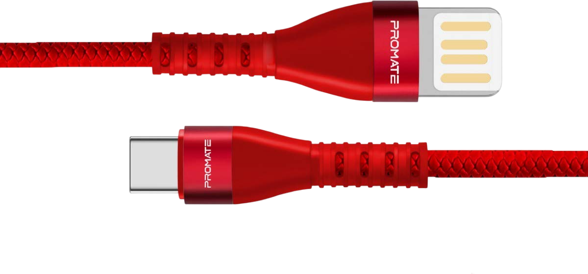Promate Reversible Cable Zinc Alloy Anti-Break TPE with Braiding Effect - Red - Open Sealed  for sale in Egypt from Games2Egypt
