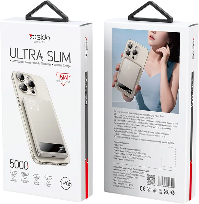 Yesido YP66 5000mAh 15W Wireless Ultra Slim Magsafe Power Bank  for sale in Egypt from Games2Egypt