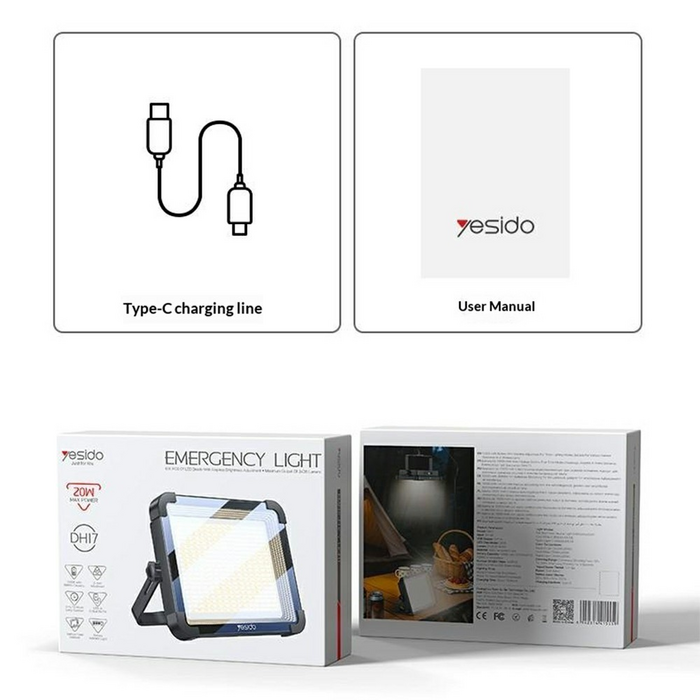 Yesido DH17 600 LED Floodlight 10000mAh - Black  for sale in Egypt from Games2Egypt
