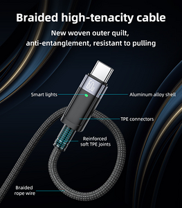 Yesido CA160 60W Type-C To Type-C Auto Disconnecting  Braided Cable 1.2M  for sale in Egypt from Games2Egypt