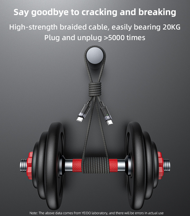 Yesido CA160 60W Type-C To Type-C Auto Disconnecting  Braided Cable 1.2M  for sale in Egypt from Games2Egypt
