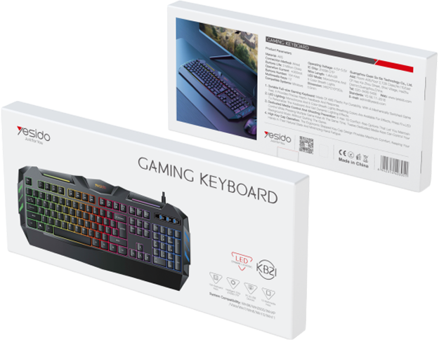 Yesido KB21 Rainbow Wired Membrane Gaming Keyboard - Black  for sale in Egypt from Games2Egypt