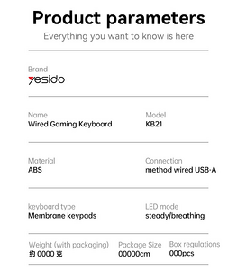 Yesido KB21 Rainbow Wired Membrane Gaming Keyboard - Black  for sale in Egypt from Games2Egypt
