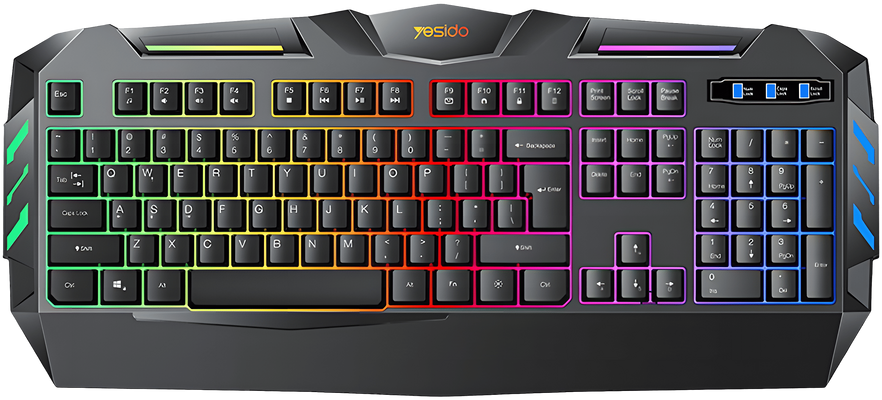 Yesido KB21 Rainbow Wired Membrane Gaming Keyboard - Black