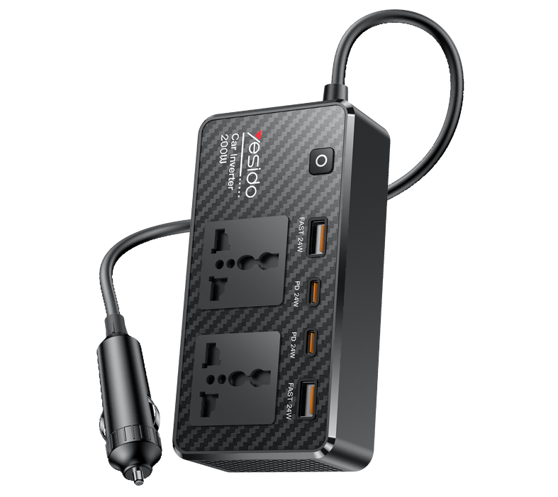 Yesido VC07 200W Car Adapter Charger Power Inverter 12V to 220V  for sale in Egypt from Games2Egypt
