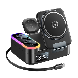 Yesido DS38 8 in 1 Magnetic Wireless Charging Station with Digital Clock - 65W - Black -  for sale in Egypt from Games2Egypt